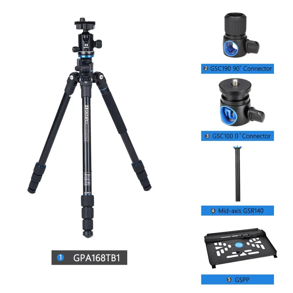 Set two Benro GPA168TB1 штатив Алюминий Камера монопод Штатив для Камера 4 секции B1 головка макс. нагрузка 8кг DHL - Цвет: Set two
