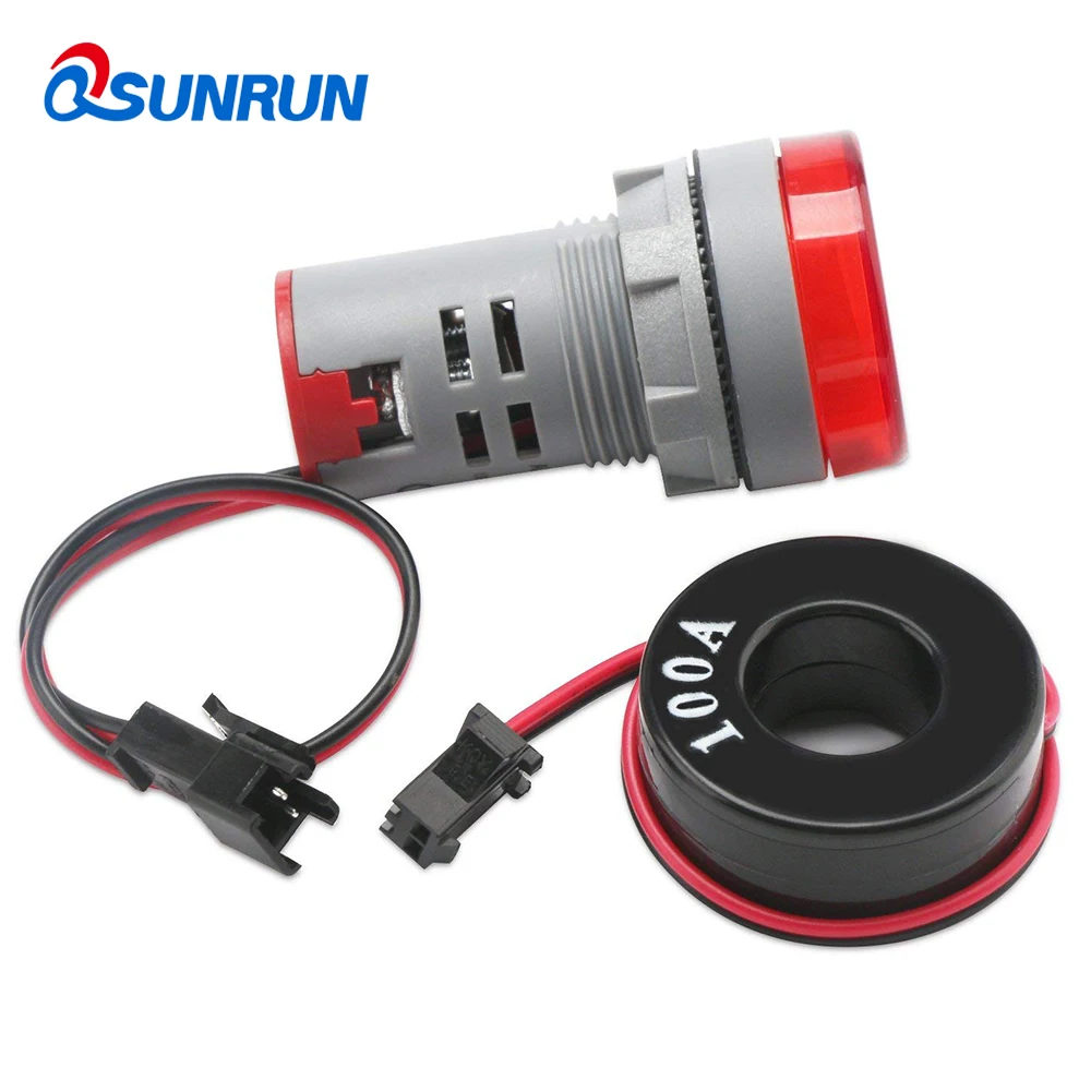 QSUNRUN 220 В AC 22 мм 0 100A цифровой Дисплей Ampermeter монитор Текущий метр тестер Сингал