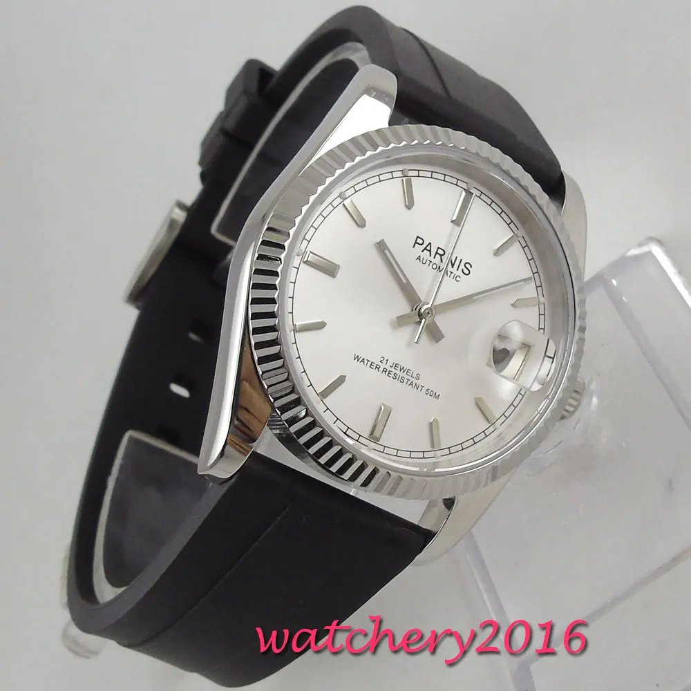 

Business Luxury Sapphire Watch Gentlemen Leather Men Watch PARNIS Mechanical Wristwatch Automatic Male Clock Relogio Masculino