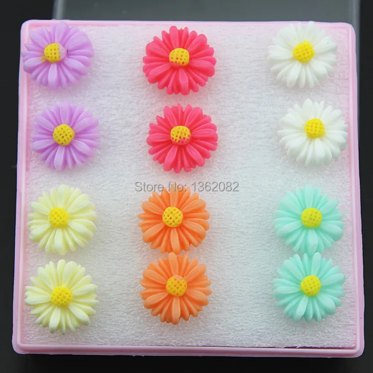 Случайные цвета! Серьги гвоздики неоновые женские 9 5/13 мм 6 пар|earrings gift|flower stud