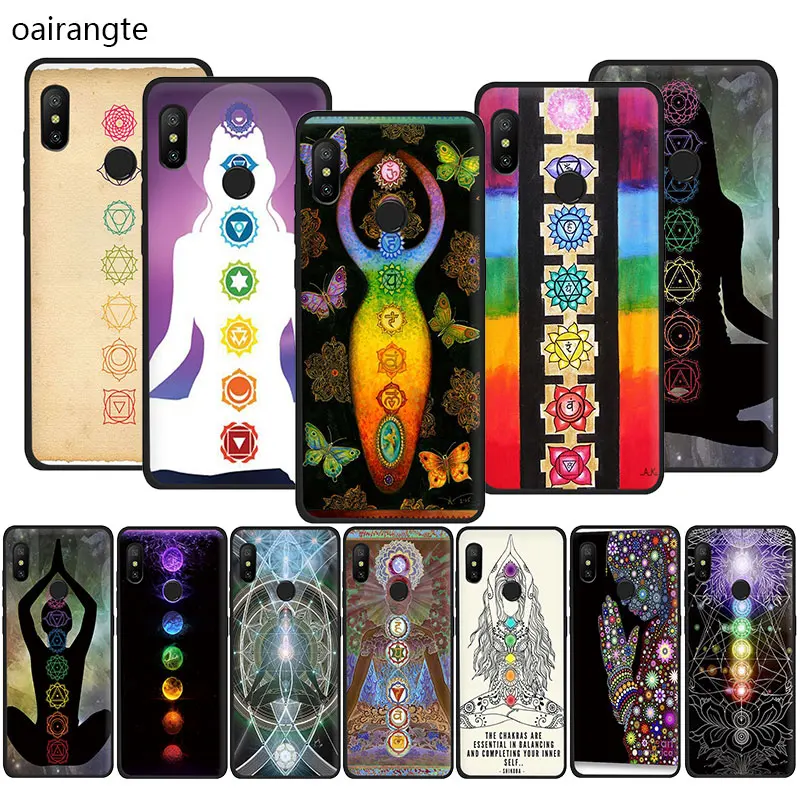Мягкий чехол для телефона из ТПУ с изображением мандалы чакры настаивающей йоги