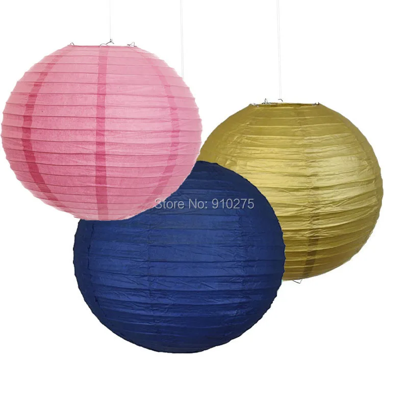 18-Pack смешанные Темно-синие розового золота Бумага Фонари Абажуры для свадьбы