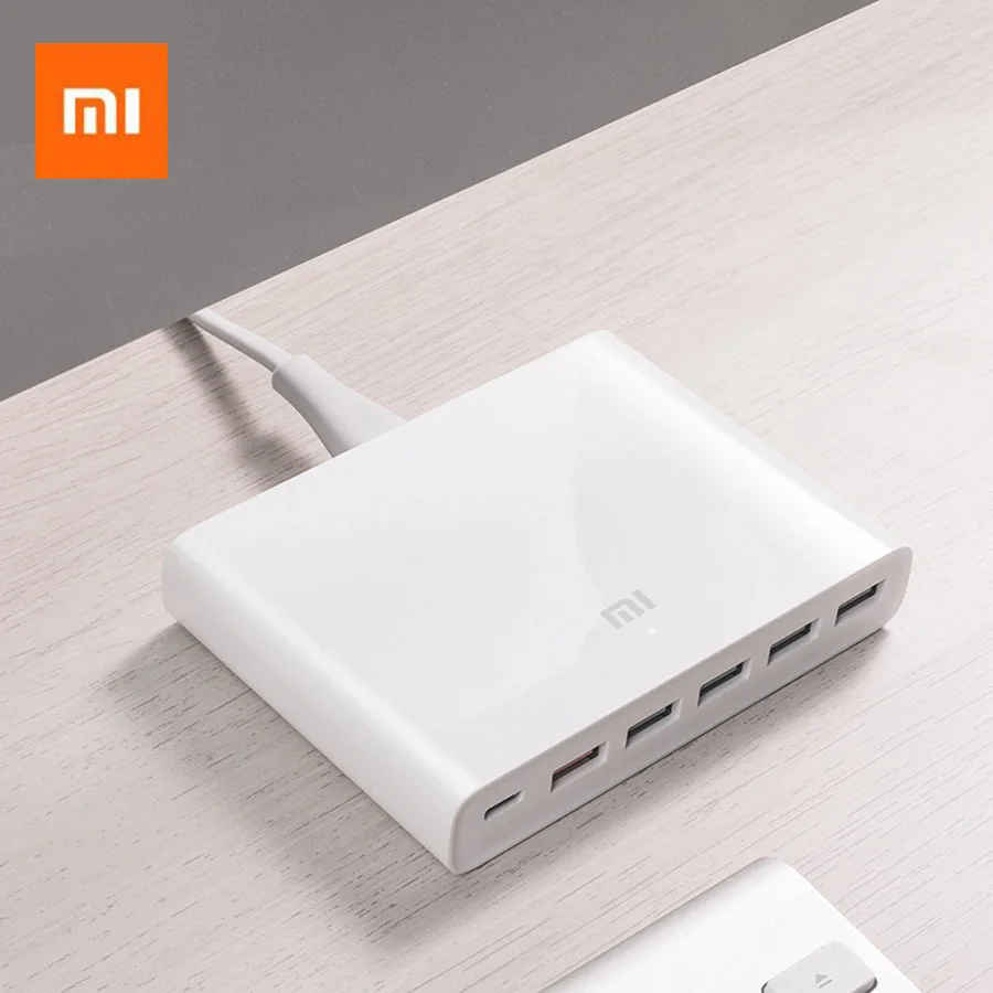 Оригинальный Xiaomi Mi USB C 60 W зарядное устройство Smart 3 0 быстрое type & A 6 порты вывода Dual