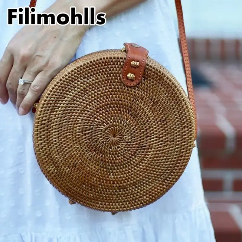 Плетеная пляжная сумка ручной работы через плечо Новинка лета 2019 из ротанга