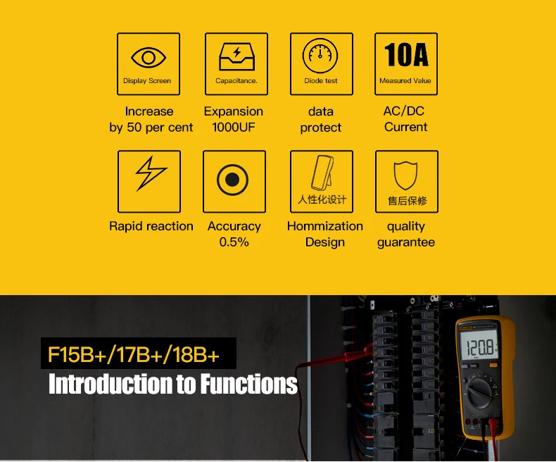 Fluke F15B+ цифровой мультиметр высокоточный автоматический портативный мультиметр