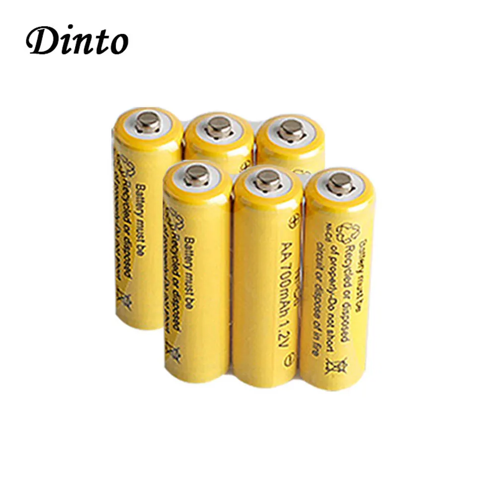 Dinto реальные 1 2 V 700mAh Ni Cd AA Батарея Перезаряжаемые гидридных и никель кадмиевых