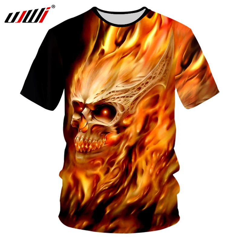 

Мужская брендовая одежда UJWI 2018, повседневные футболки в стиле хип-хоп и панк, мужские крутые футболки с принтом в виде Звёздного пламени, мет...