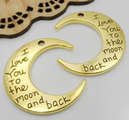 10 шт. античное золото подвеска I love You To The Moon And Back 30x27 мм | Украшения и аксессуары