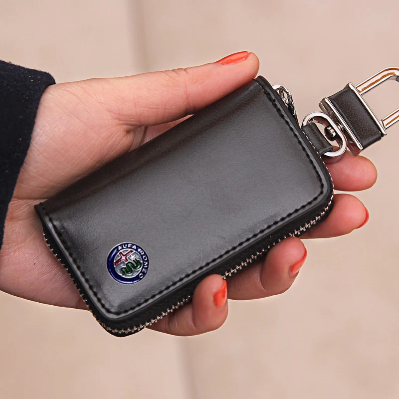 Кожаный чехол для автомобильных ключей Alfa Romeo Smart Peugeot Jaguar Porsche Volvo Nissan Kia VW Ford Audi Mazda