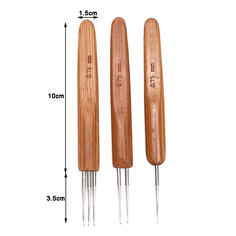 

1pc/3pcs Professional 0.75Mm Wooden Dreadlock Needles Dreadlock Crochet Hook Soft Touch Steel Crochet Hook For Braids
