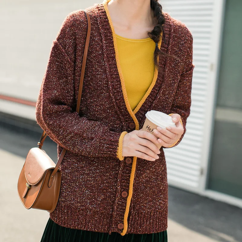 INMAN Winter Loose Style Off Shoulder Long Sleeve All Matched Cardigan Sweater |