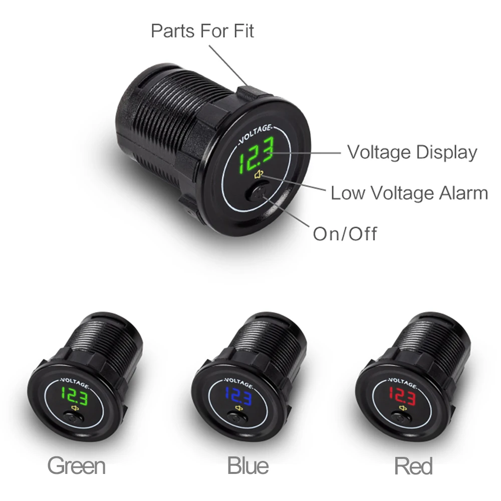 

Waterproof Car DC 12V-24V LED Voltmeter Digital Display Voltage Meter with ON OFF Switch Low Voltage Voice Alarm Voltmeter