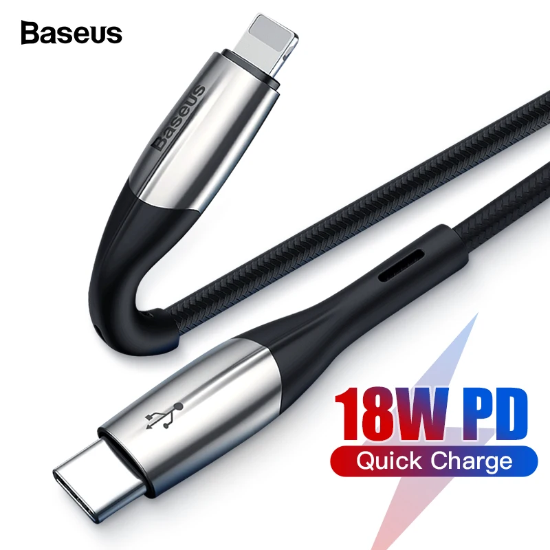 Baseus usb type C для Lightning USB кабель для iPhone 11 Pro Max Xs Max X 8 Plus 18 Вт PD Быстрая зарядка зарядное устройство для iPhone шнур