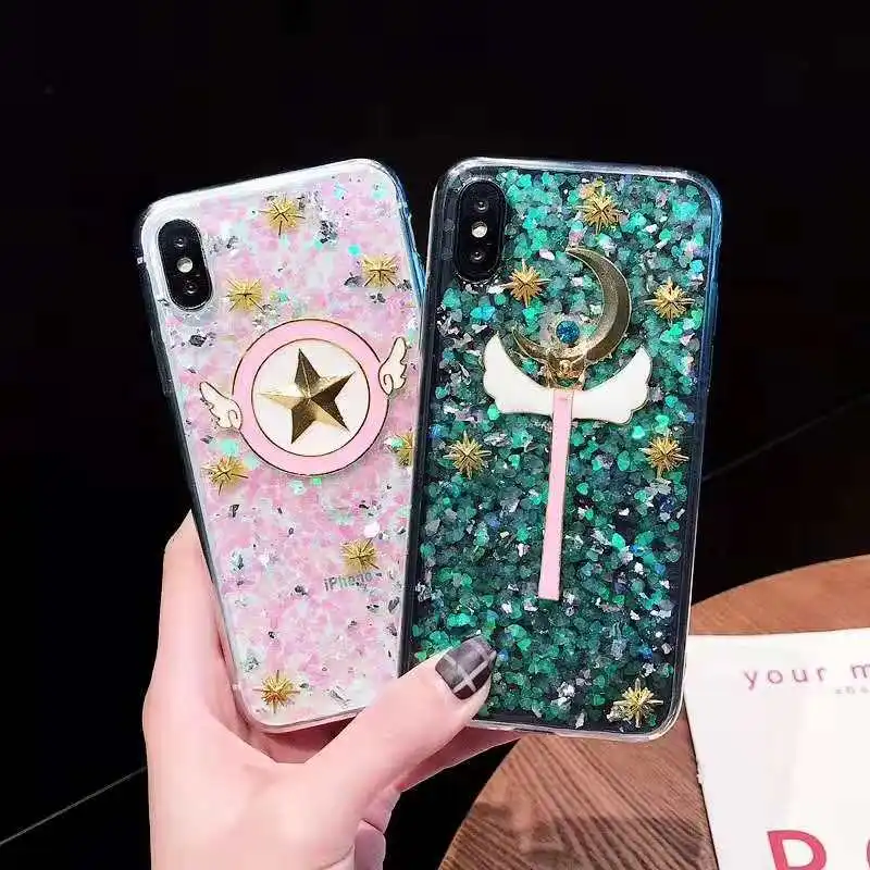 Для iphone XR Bling чехол с принтом "Сейлор Мун", мультяшный чехол для телефона для iphone X XS Max 6 7 8plus Cardcaptor Sakura мягкая задняя крышка из ТПУ