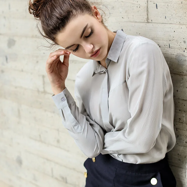 Тяжелый чистый шелк длинный 100% тутового шелкопряда Топ для женщин большие