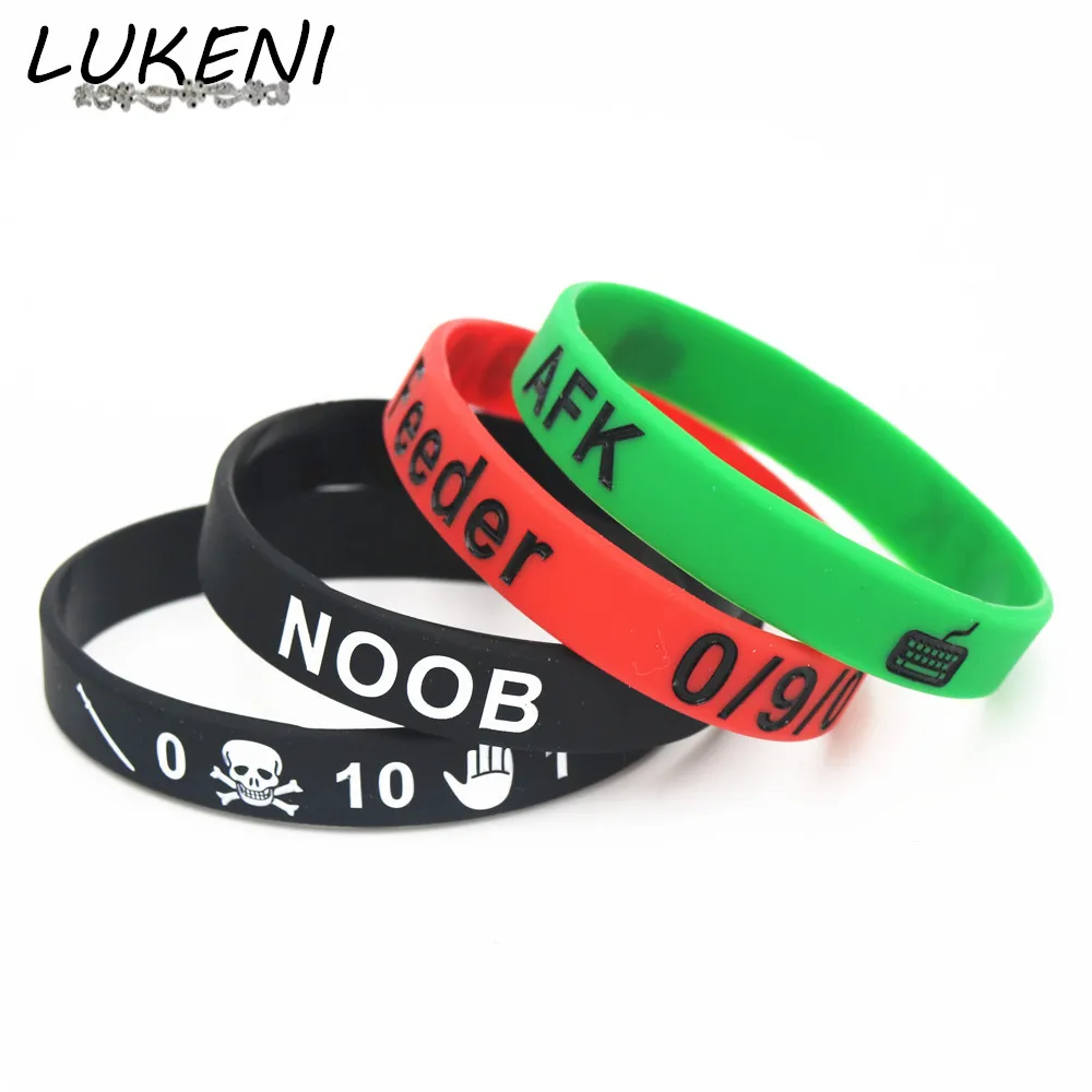 

1PC Hot sale 3 styles Noob inside and Feeder AFK soft rubber wristband printed silicone bands bracelets Wristband Gifts SH175