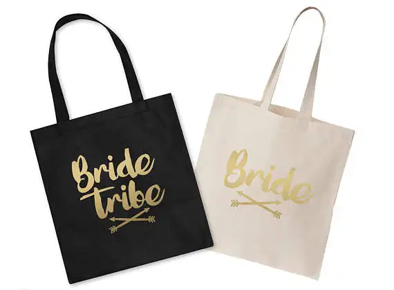 Блестящие сумки тоуты Bride Tribe для подружек невесты персонализированные