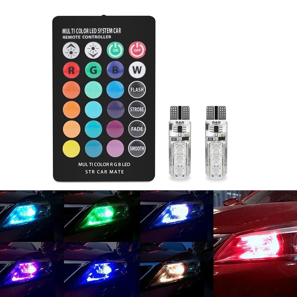 2 шт. 5050 6SMD RGB светодиодный T10 W5W 168 Авто Автомобильный клиновидный боковой