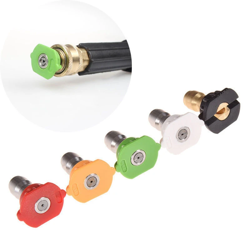 Durable 5 pcs/set High Pressure Washer Spray Nozzle Tips Variety Degrees 1/4 Stainless Steel 4000 Psi Quick Connect Tip | Инструменты