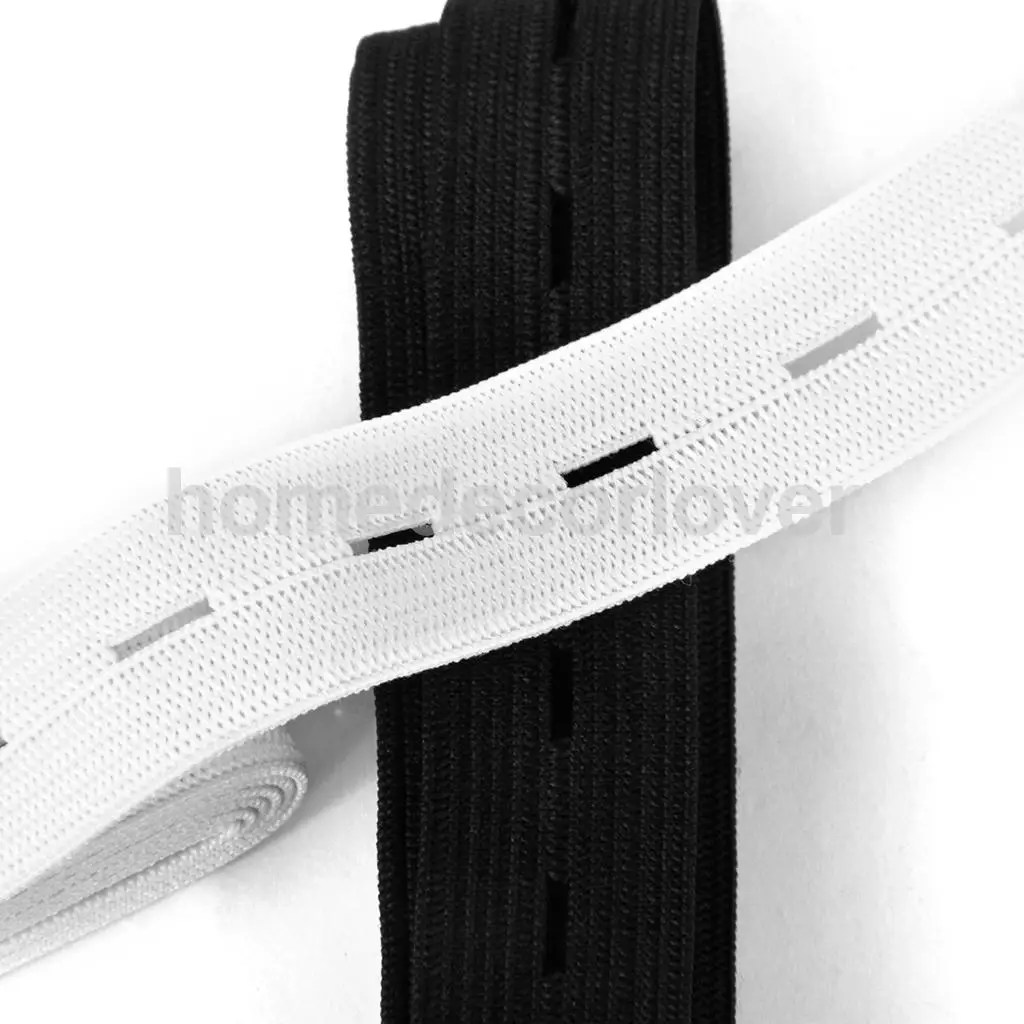 Sewing Button Hole Knit Elastic Band 1.5m 2cm Pack of 2 White and Black | Дом и сад