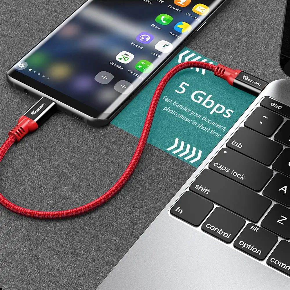 Кабель зарядный TIEGEM USB Type C с поддержкой быстрой зарядки и шнуром 3 1|Кабели для