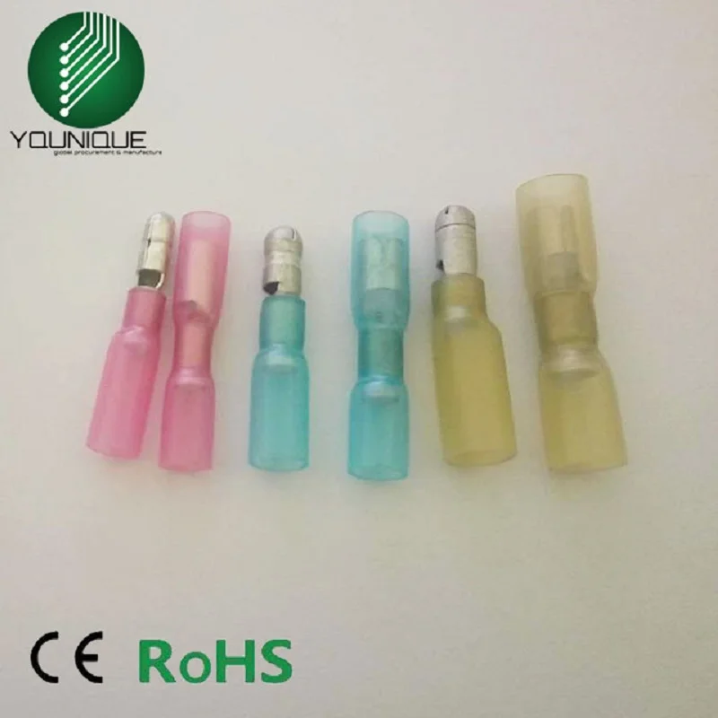 Термоусадочные гнездовые и мужские пулевые стыковые клеммы изолированные