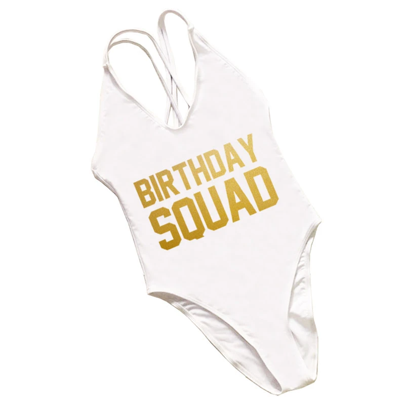 Swimsuit Women One Piece Swimwear Womens Swim wear Custom Letter Birthday Squad Bathing Suit Party Bodysuit Sexy Monokini