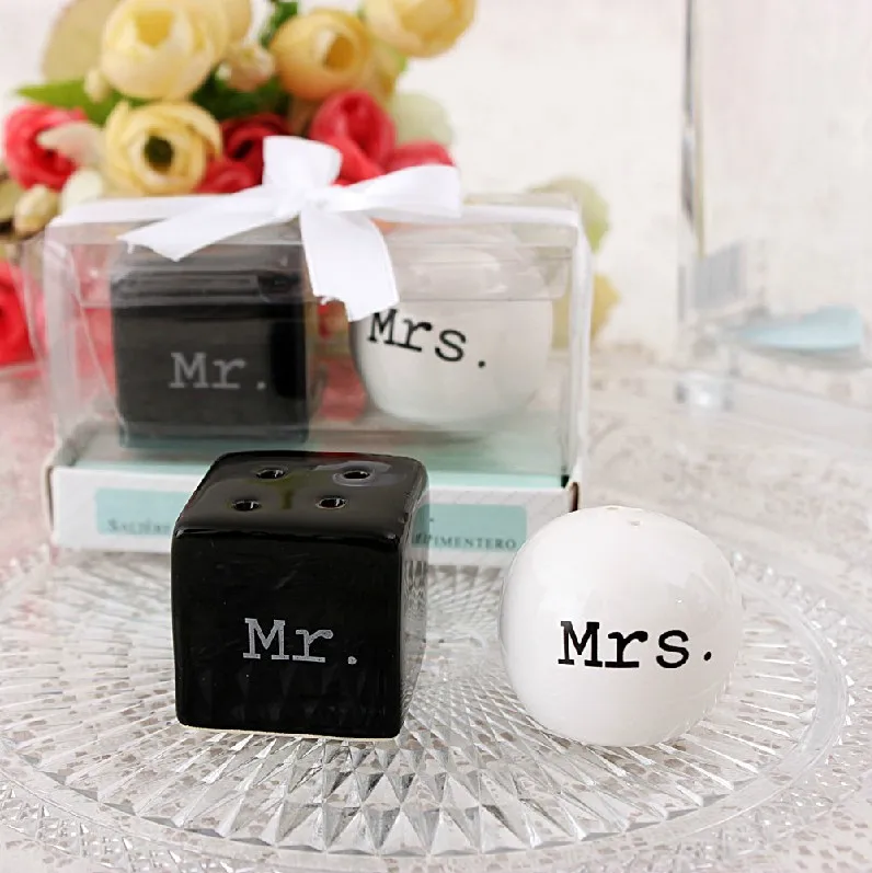 Mr. and Mrs. Керамические шейкеры для соли и перца 12 компл./лот свадебные подарки