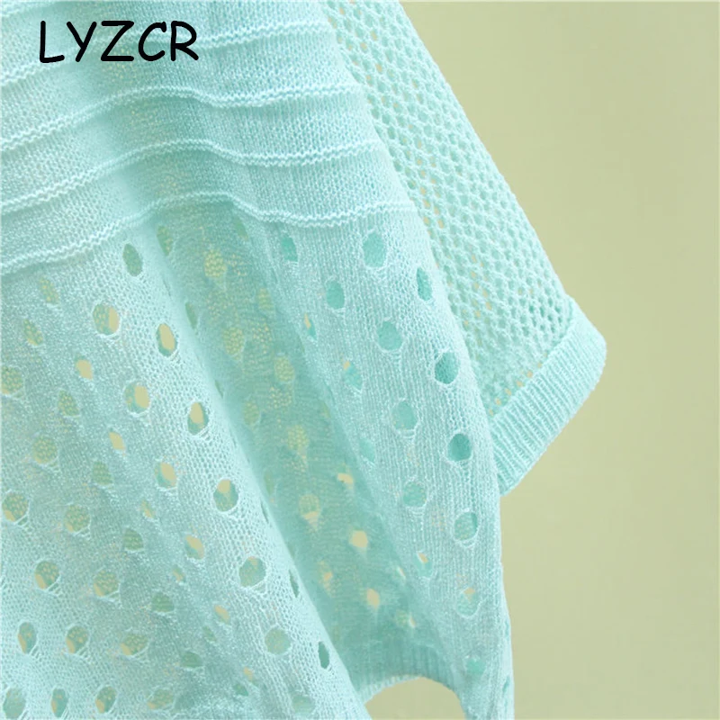Transparent Knitted Sweater Women Summer Jumper Bat Sleeve Hollow Out Women's Oversized For Loose Knitwear Top | Женская одежда