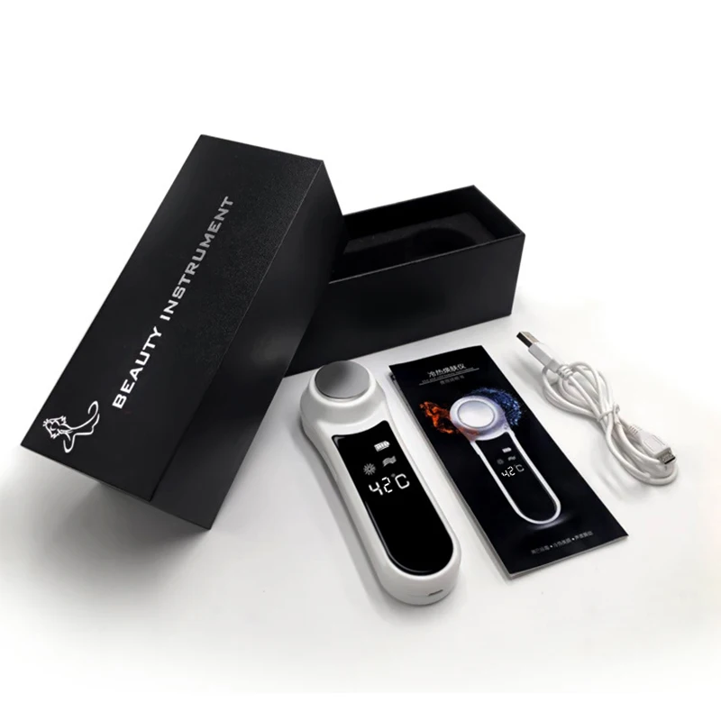 Kopen Ultrasone Trillingen Cryotherapie Hot Koude Hamer Lymfatische Gezicht Lifting Massager 6/45 Graden Snelle Krimpen Porie Spa Beauty Tool