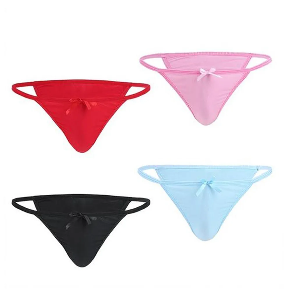 

Mens Lingerie Gay Panties See Through Mesh Sissy Thongs Bowknot Open Butt Jockstraps Tanga Bikini Briefs Underwear Underpants