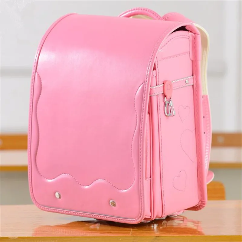 pink Дизайн рюкзак для девочек для детей школьная сумка Японский PU на застежке однотонный высококачественный детский рандосеру ортопедические рюкзаки - Цвет: pink
