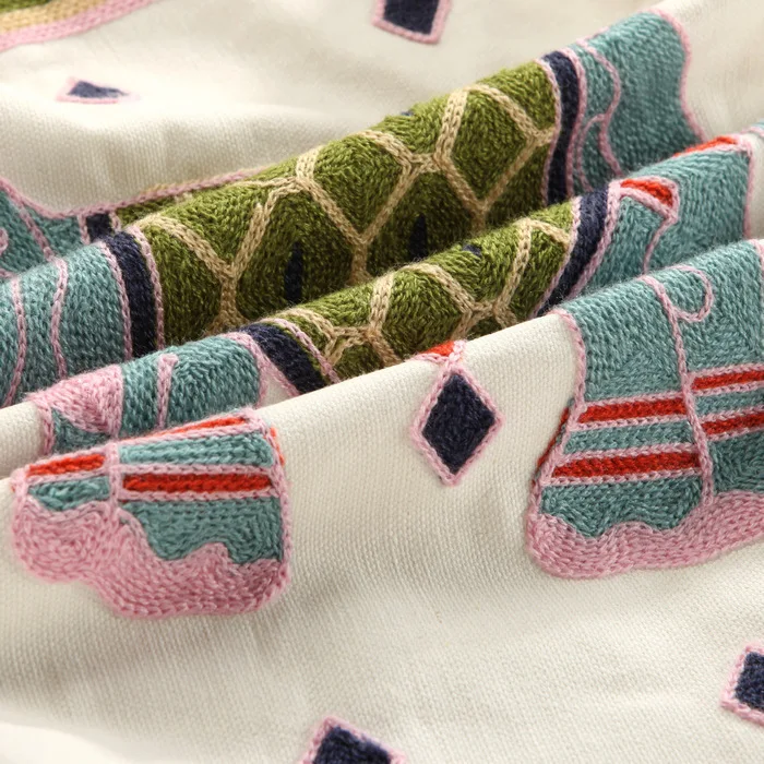 Наволочка для подушки с вышивкой в виде слона и цветов хлопковая Подушка