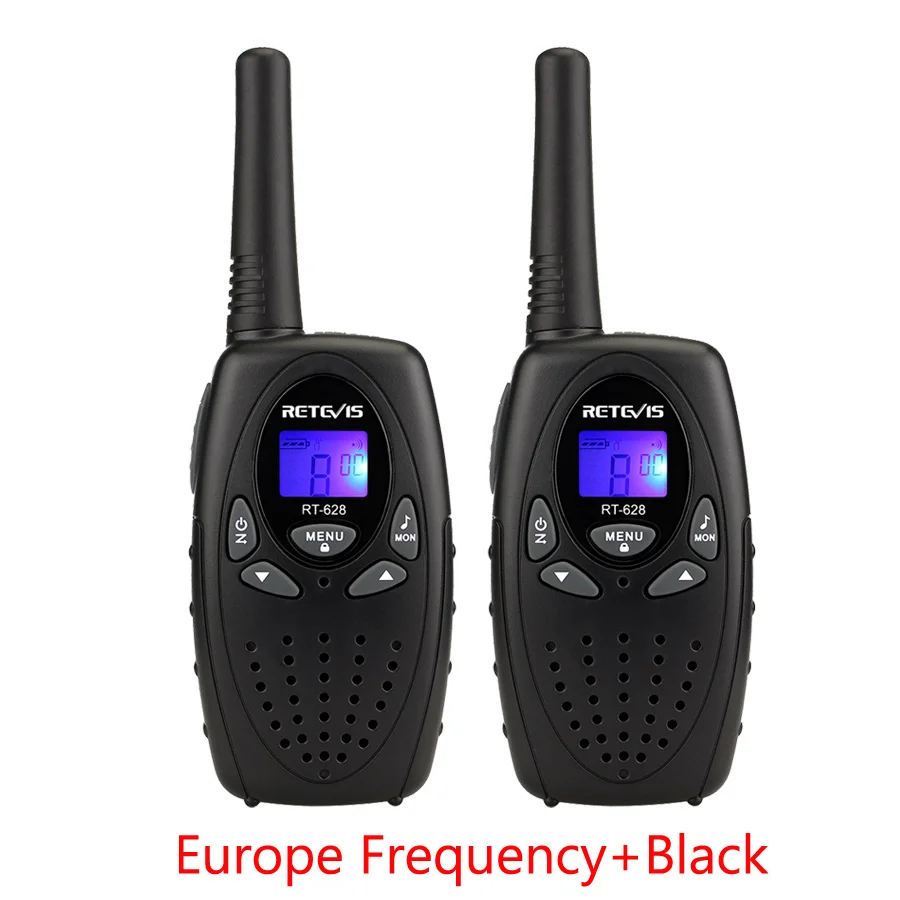 2 шт 4 цвета Retevis RT628 мини рация для детей+ 2 шт 1Pin гарнитура 0,5 Вт PMR FRS детский двухсторонний Радио рация набор - Цвет: Black EU Frequency