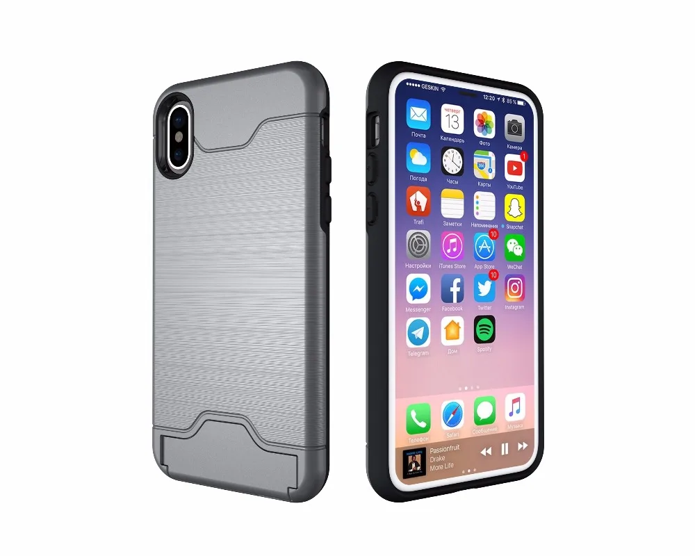 Новый антидетонационных Подставки TPU + PC чехол телефона для iphone х Coque Телефонные