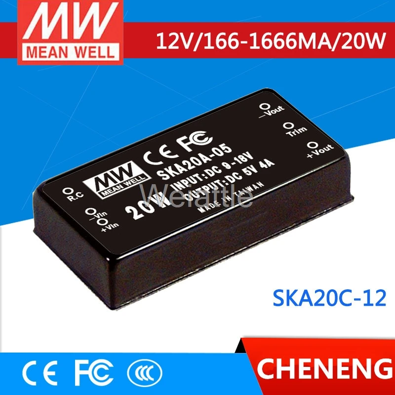 

MEAN WELL оригинальный SKA20C-12 12В 1666ма meanwell SKA20 12В 20Вт DC-DC Регулируемый одновыходной преобразователь