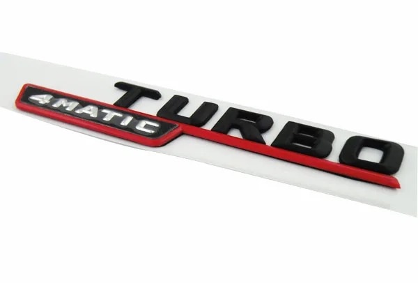 2 pcs Black Red Turbo 4MATIC for C E S CL SL CLK SLK CLS Class Fender Emblem Badge Sticker | Автомобили и мотоциклы
