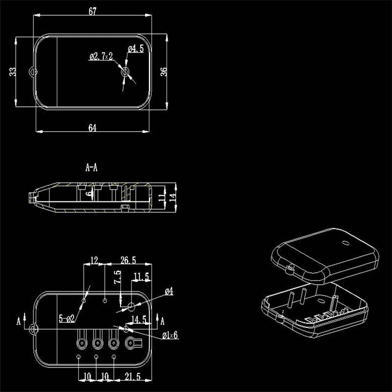 2 шт./лот серый маленький корпус из АБС пластика переключатель для электроники