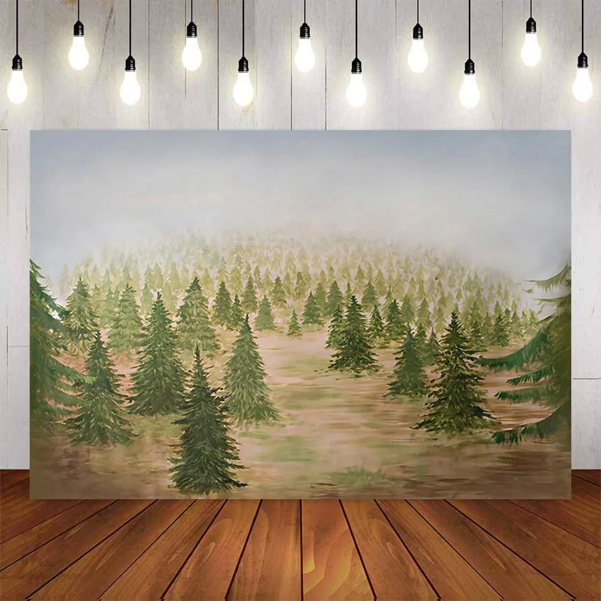 Green Forest Christmas Photography Background Photo Backdrops Baby Shower Photo Booth Backdrop Newborn Photo Props Studio