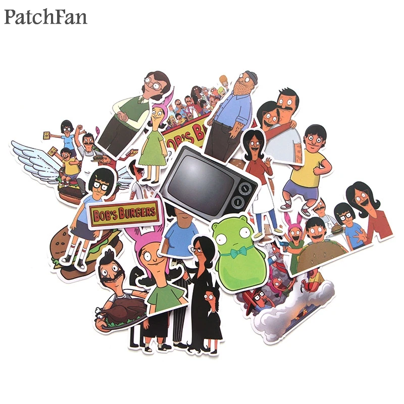 

Patchfan 21pcs burger Pvc Waterproof Cartoon Sticker For car Luggage Phone Laptop Moto Bicycle Wall Guitar Stickers A1234