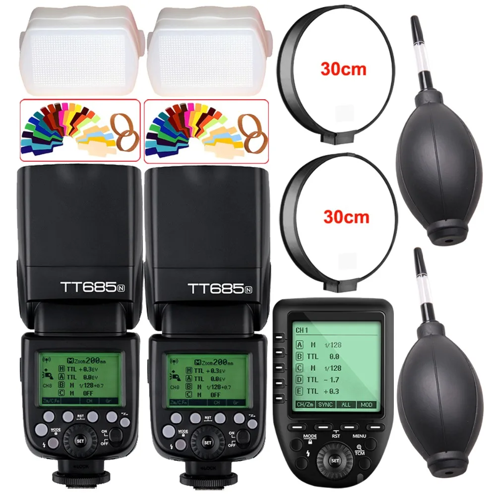 2X Godox TT685 TT685N 2 4G Беспроводная вспышка для камеры HSS 1/8000s i-TTL Speedlite + XPro-N TTL триггер Nikon