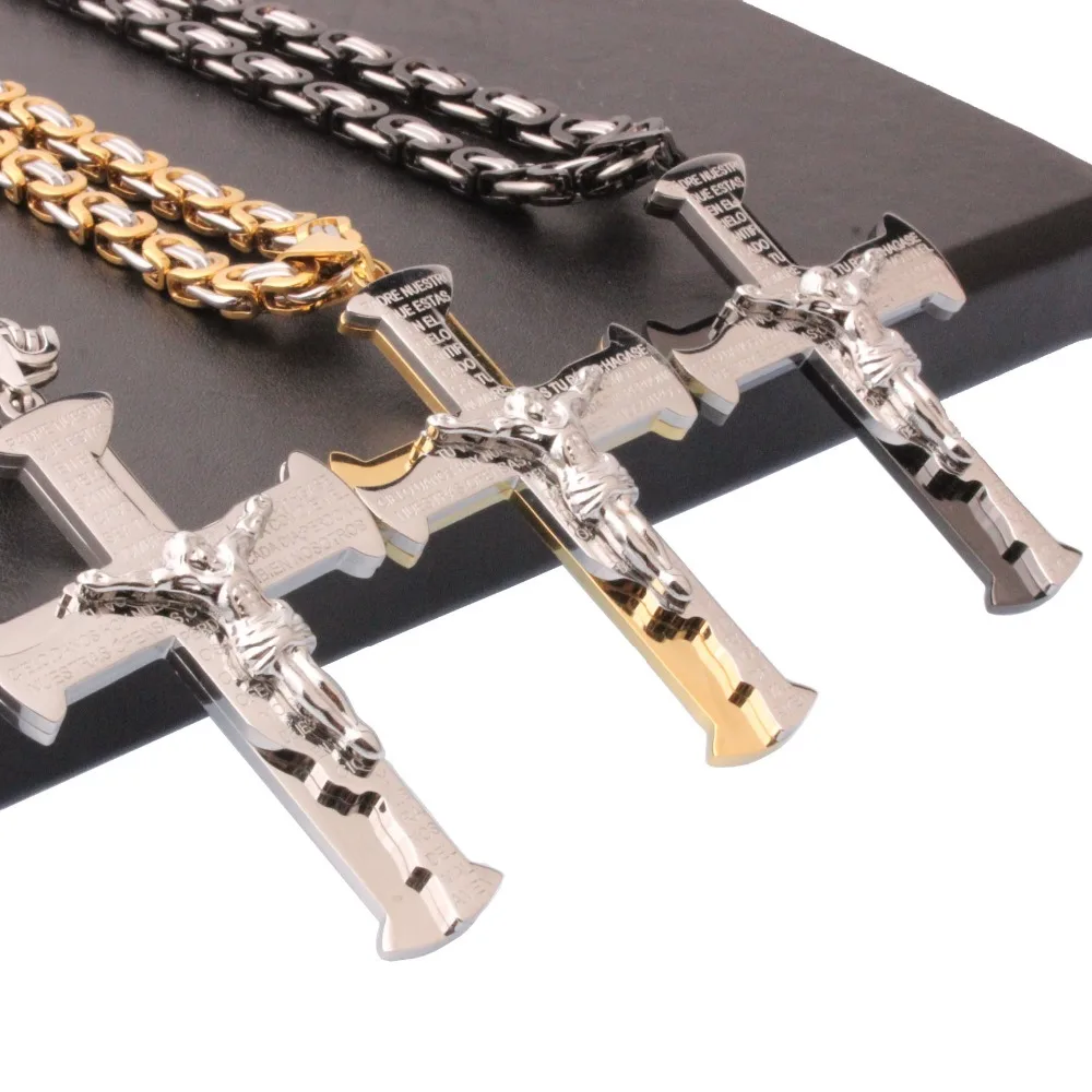Мужская цепочка с кулоном в виде креста из нержавеющей стали | Украшения и