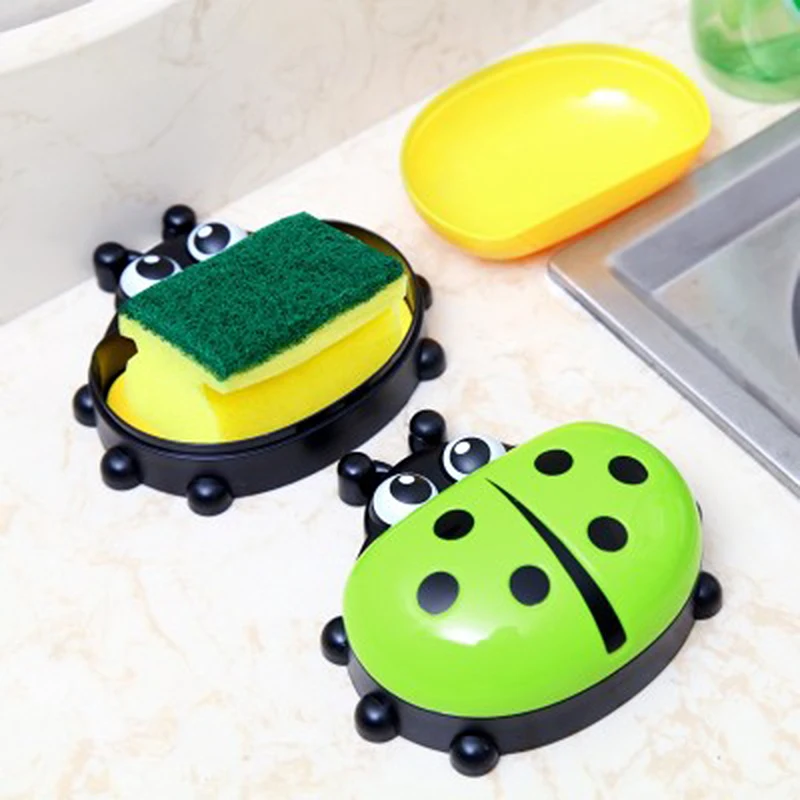 С мультяшной божьей коровкой Ванная комната Душ Мыло коробка для хранения блюдо