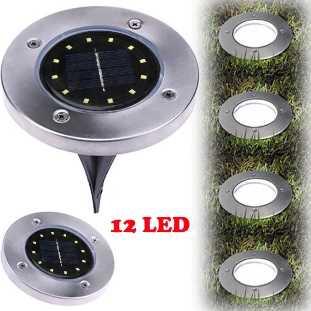 

PANYUE 4PCS Cool/Warm White 12 LED Solar Power Buried Light Ground Lamp Outdoor Path Way Garden Decking Underground Lamps