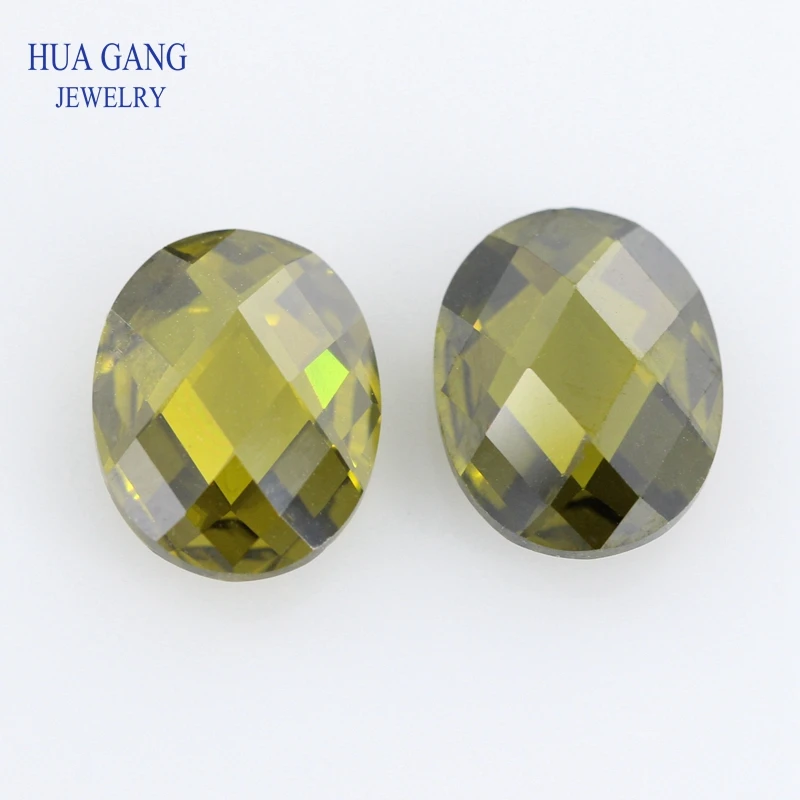 Камень Цирконий Peridot овальной формы двойная шахматная доска искусственный