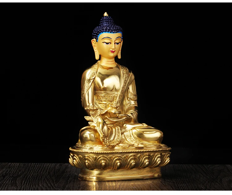 21CM large - TOP Good gilding Buddha brass statue HOME family effective protection Tibetan Nepal Guru Medicine buddha | Дом и сад