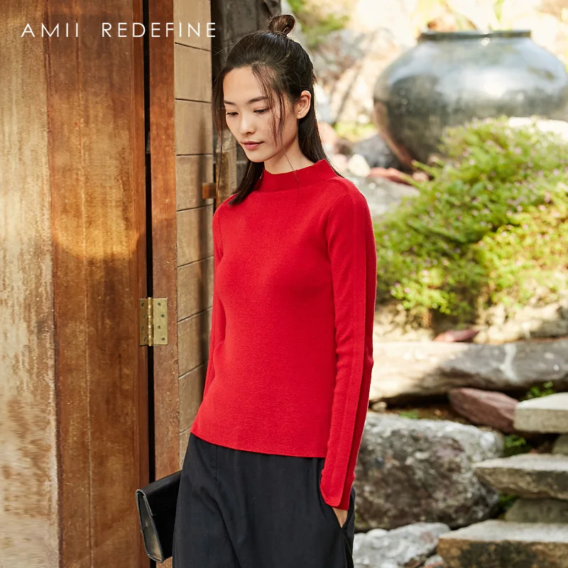 Amii Redefine Women Turtleneck Sweaters Autumn 2018 Casual Knitted Full Sleeve Pullovers Solid Patchwork Winter Cashmere Sweater | Женская