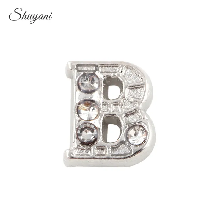 20 шт сплав серебро/золото буквы плавающий медальон амулеты кристалл алфавит B для