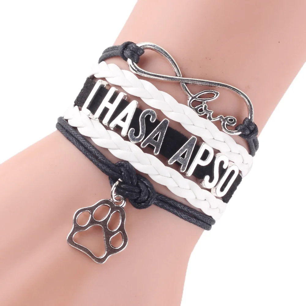 Женский кожаный браслет Infinity love LHASA APSO амулет лапа плетеный ручной работы для