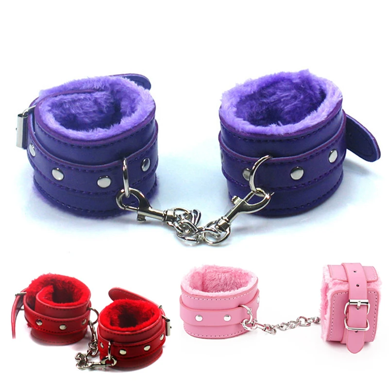 Розовое БДСМ кожаное кольцо для рук наручники манжеты голеностопа ограничитель